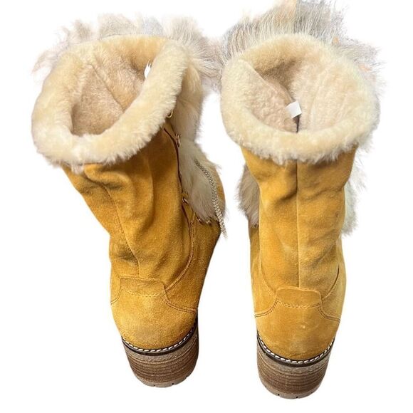 MONTELLIANA Suede Shearling-Trimmed Hiking Boots in Chestnut NWOB 39 / 8 US - Picture 6 of 9